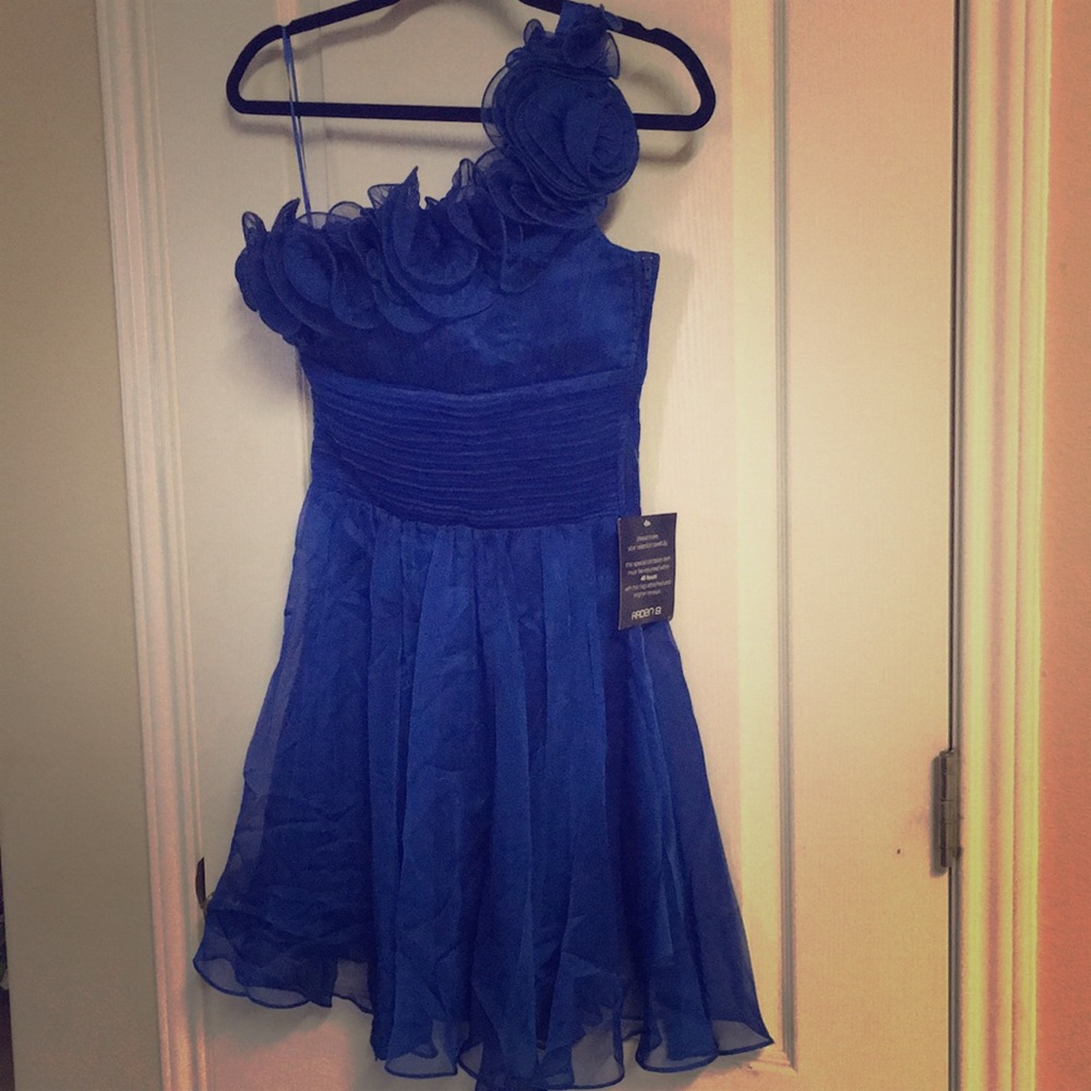 NWT XS one shoulder cocktail dress royal blue